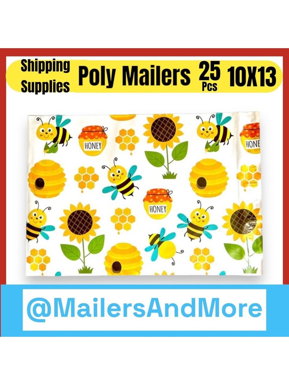 25 10X13 Poly Mailers Honey bee Sunflower, Shipping Envelopes PRICE IS FIRM - Picture 5 of 7